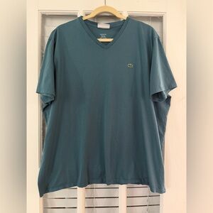 LACOSTE Men's 4XL Blue V-Neck Pima Cotton Regular Fit T-Shirt